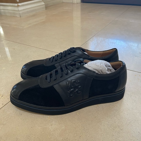 ZILLI Black Leather and Suede Mens Italian Sneakers - SIZE: US 9 (EU 43) - Picture 5 of 7